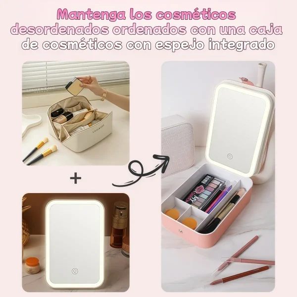 Estuche Maquillaje Portatil Espejo LED - Imagen 4