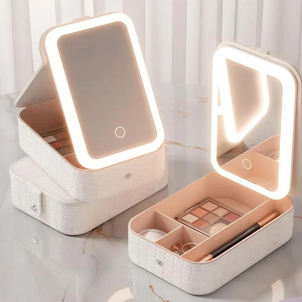 Estuche Maquillaje Portatil Espejo LED